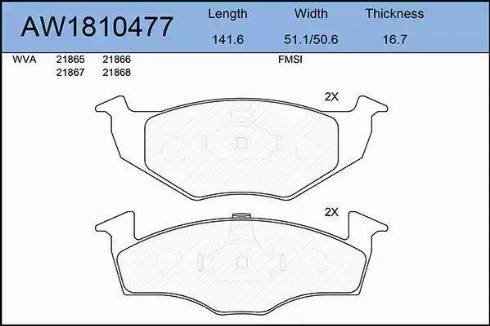 Aywiparts AW1810477 - Kit pastiglie freno, Freno a disco autozon.pro