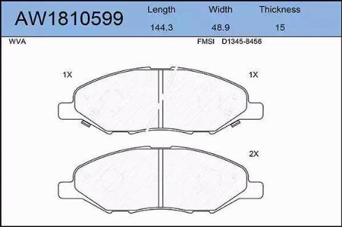 Aywiparts AW1810599 - Kit pastiglie freno, Freno a disco autozon.pro