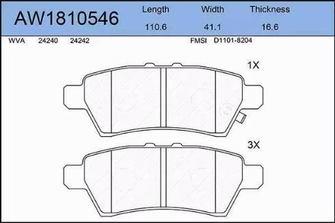 Aywiparts AW1810546 - Kit pastiglie freno, Freno a disco autozon.pro