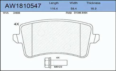 Aywiparts AW1810547 - Kit pastiglie freno, Freno a disco autozon.pro