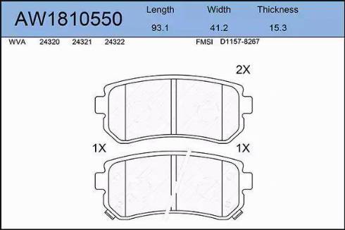 Aywiparts AW1810550 - Kit pastiglie freno, Freno a disco autozon.pro