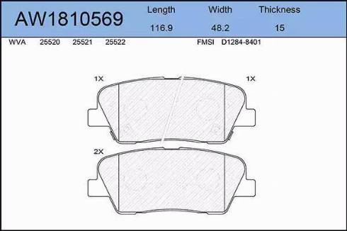 Aywiparts AW1810569 - Kit pastiglie freno, Freno a disco autozon.pro