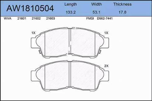 Aywiparts AW1810504 - Kit pastiglie freno, Freno a disco autozon.pro