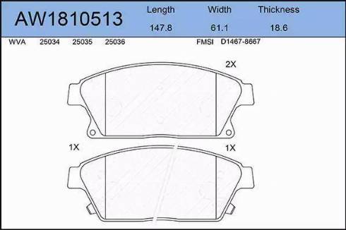 Aywiparts AW1810513 - Kit pastiglie freno, Freno a disco autozon.pro