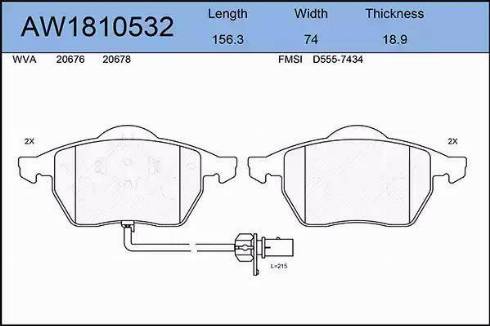 Aywiparts AW1810532 - Kit pastiglie freno, Freno a disco autozon.pro