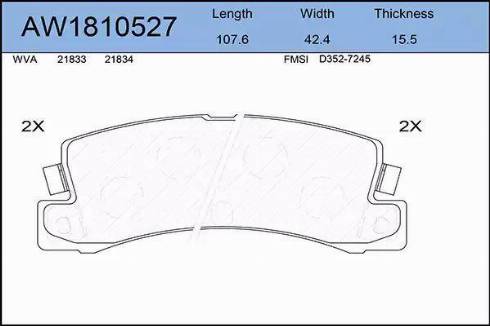 Aywiparts AW1810527 - Kit pastiglie freno, Freno a disco autozon.pro