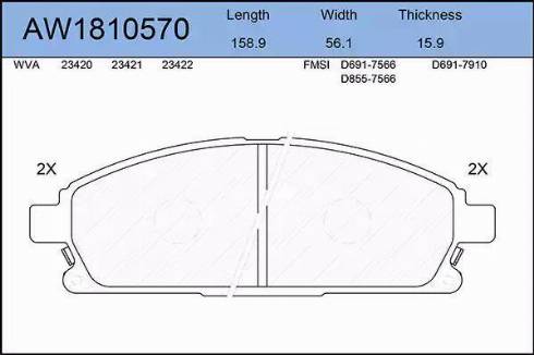 Aywiparts AW1810570 - Kit pastiglie freno, Freno a disco autozon.pro