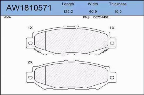 Aywiparts AW1810571 - Kit pastiglie freno, Freno a disco autozon.pro