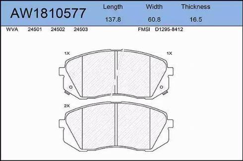 Aywiparts AW1810577 - Kit pastiglie freno, Freno a disco autozon.pro