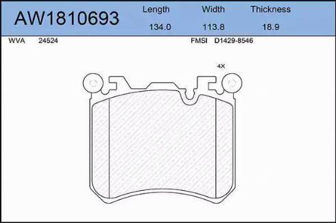 Aywiparts AW1810693 - Kit pastiglie freno, Freno a disco autozon.pro