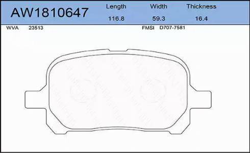 Aywiparts AW1810647 - Kit pastiglie freno, Freno a disco autozon.pro