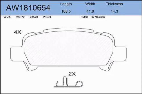 Aywiparts AW1810654 - Kit pastiglie freno, Freno a disco autozon.pro