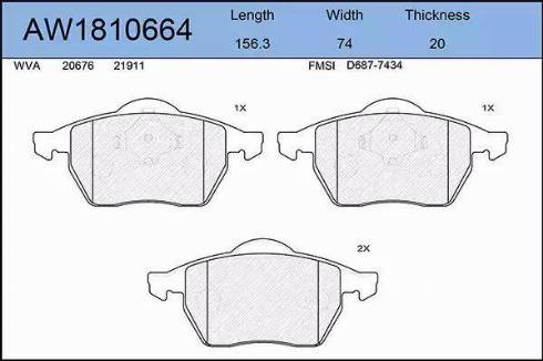 Aywiparts AW1810664 - Kit pastiglie freno, Freno a disco autozon.pro