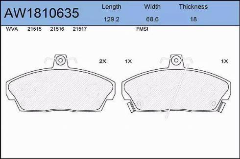 Aywiparts AW1810635 - Kit pastiglie freno, Freno a disco autozon.pro