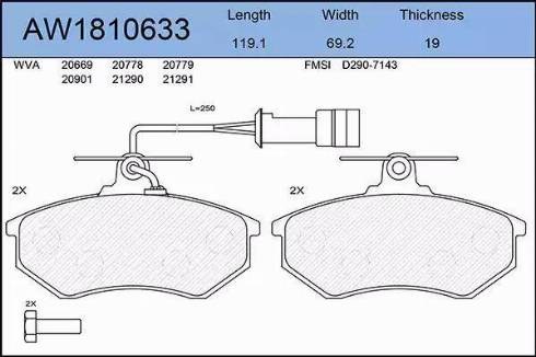 Aywiparts AW1810633 - Kit pastiglie freno, Freno a disco autozon.pro