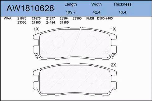 Aywiparts AW1810628 - Kit pastiglie freno, Freno a disco autozon.pro