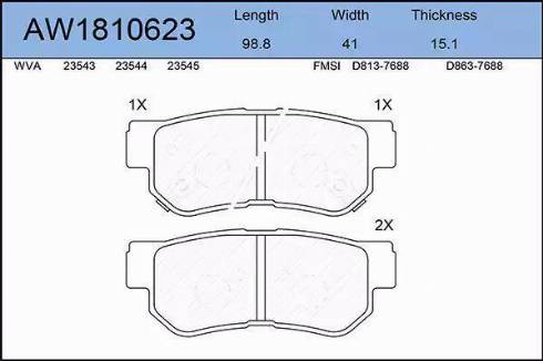 Aywiparts AW1810623 - Kit pastiglie freno, Freno a disco autozon.pro