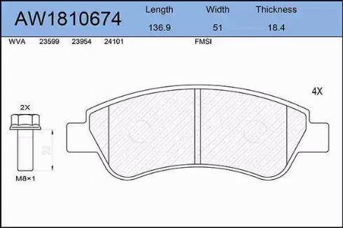 Aywiparts AW1810674 - Kit pastiglie freno, Freno a disco autozon.pro