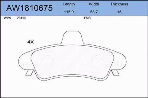 Aywiparts AW1810675 - Kit pastiglie freno, Freno a disco autozon.pro