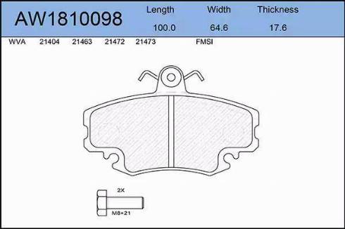 Aywiparts AW1810098 - Kit pastiglie freno, Freno a disco autozon.pro