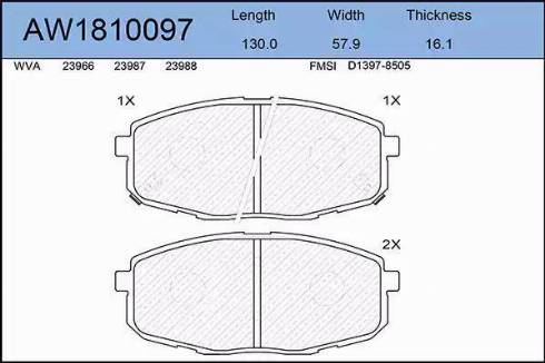 Aywiparts AW1810097 - Kit pastiglie freno, Freno a disco autozon.pro