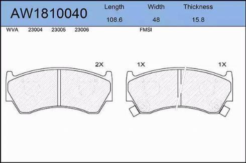 Aywiparts AW1810040 - Kit pastiglie freno, Freno a disco autozon.pro