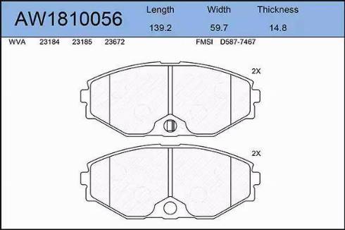 Aywiparts AW1810056 - Kit pastiglie freno, Freno a disco autozon.pro