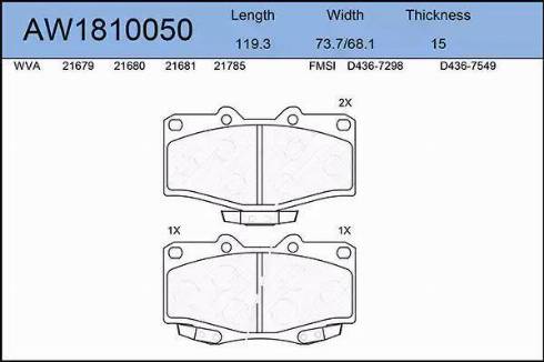 Aywiparts AW1810050 - Kit pastiglie freno, Freno a disco autozon.pro