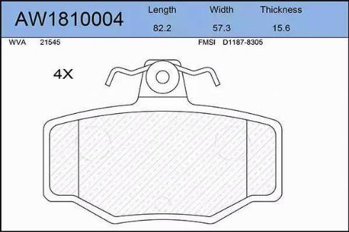 Aywiparts AW1810004 - Kit pastiglie freno, Freno a disco autozon.pro