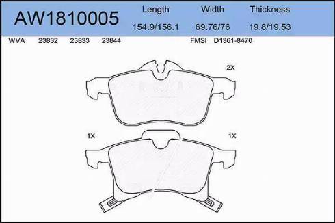 Aywiparts AW1810005 - Kit pastiglie freno, Freno a disco autozon.pro