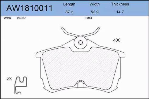 Aywiparts AW1810011 - Kit pastiglie freno, Freno a disco autozon.pro