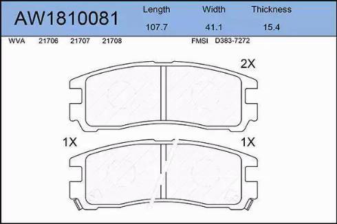 Aywiparts AW1810081 - Kit pastiglie freno, Freno a disco autozon.pro