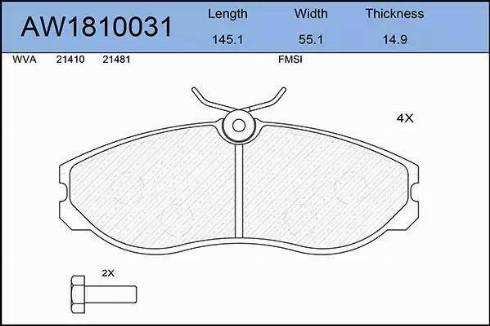 Aywiparts AW1810031 - Kit pastiglie freno, Freno a disco autozon.pro