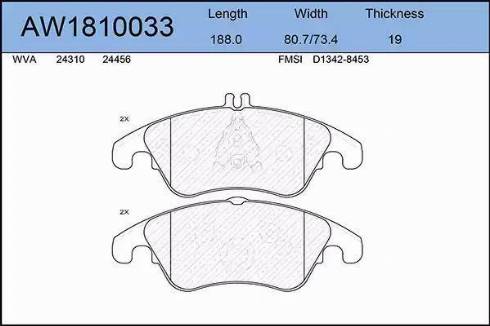 Aywiparts AW1810033 - Kit pastiglie freno, Freno a disco autozon.pro