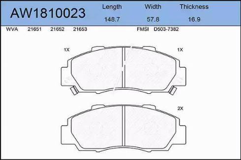 Aywiparts AW1810023 - Kit pastiglie freno, Freno a disco autozon.pro