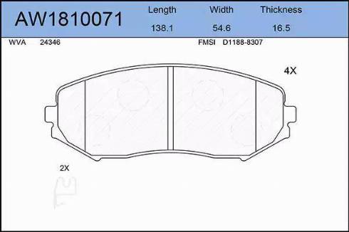 Aywiparts AW1810071 - Kit pastiglie freno, Freno a disco autozon.pro