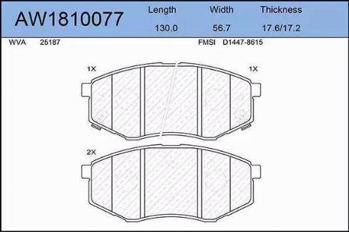 Aywiparts AW1810077 - Kit pastiglie freno, Freno a disco autozon.pro