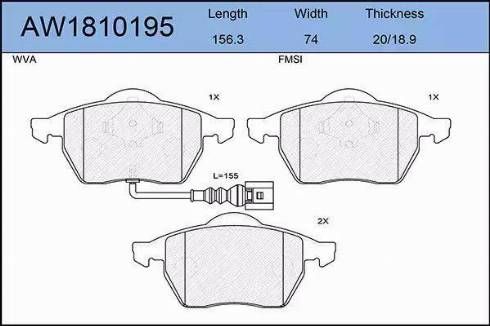 Aywiparts AW1810195 - Kit pastiglie freno, Freno a disco autozon.pro