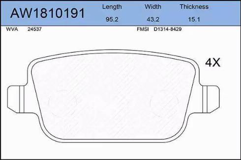 Aywiparts AW1810191 - Kit pastiglie freno, Freno a disco autozon.pro