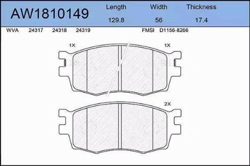 Aywiparts AW1810149 - Kit pastiglie freno, Freno a disco autozon.pro