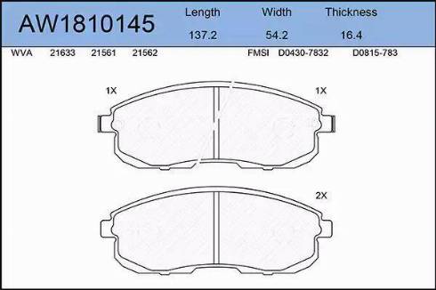 Aywiparts AW1810145 - Kit pastiglie freno, Freno a disco autozon.pro