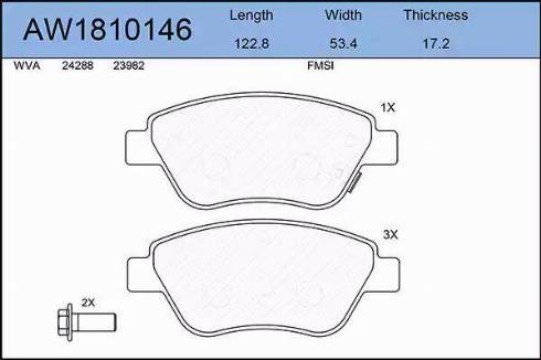 Aywiparts AW1810146 - Kit pastiglie freno, Freno a disco autozon.pro