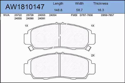 Aywiparts AW1810147 - Kit pastiglie freno, Freno a disco autozon.pro