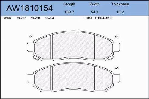 Aywiparts AW1810154 - Kit pastiglie freno, Freno a disco autozon.pro