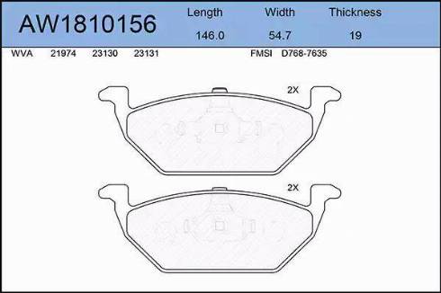 Aywiparts AW1810156 - Kit pastiglie freno, Freno a disco autozon.pro