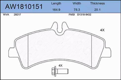 Aywiparts AW1810151 - Kit pastiglie freno, Freno a disco autozon.pro