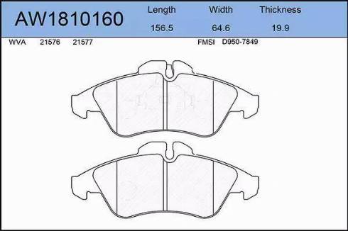 Aywiparts AW1810160 - Kit pastiglie freno, Freno a disco autozon.pro