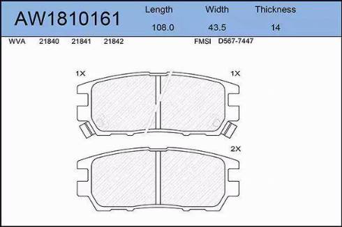 Aywiparts AW1810161 - Kit pastiglie freno, Freno a disco autozon.pro