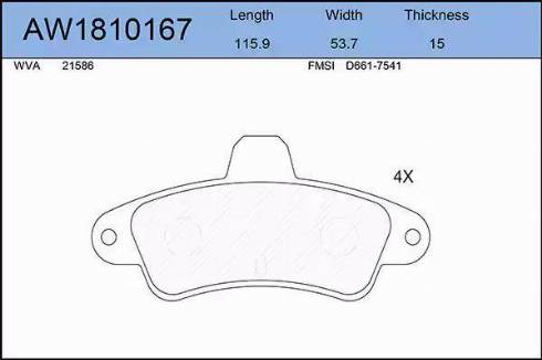 Aywiparts AW1810167 - Kit pastiglie freno, Freno a disco autozon.pro