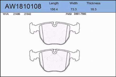 Aywiparts AW1810108 - Kit pastiglie freno, Freno a disco autozon.pro